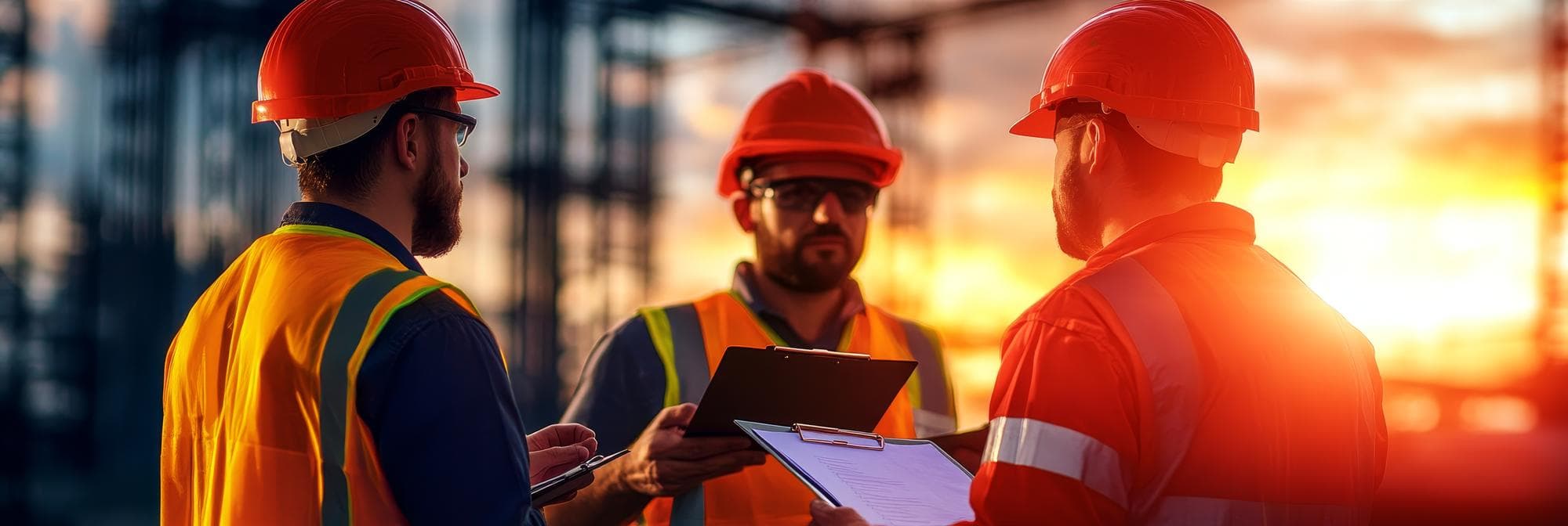 Engineers reviewing fabrication plans